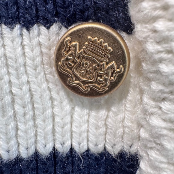 Abercrombie Fitch Striped Knit Button Front Vest Women Size L Navy White - Picture 3 of 9